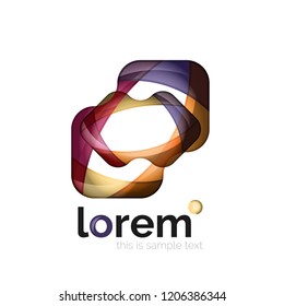Logo geométrico abstracto creado con formas lisas superpuestas, icono de negocio vectorial
