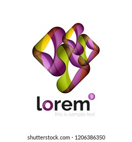 Abstract geometric logo created with overlapping smooth shapes, vector business icon