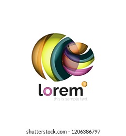 Abstract geometric logo created with overlapping smooth shapes, vector business icon