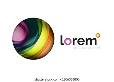 Abstract geometric logo created with overlapping smooth shapes, vector business icon