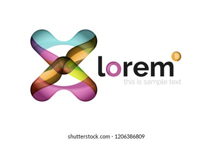 Abstract geometric logo created with overlapping smooth shapes, vector business icon