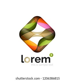 Abstract geometric logo created with overlapping smooth shapes, vector business icon