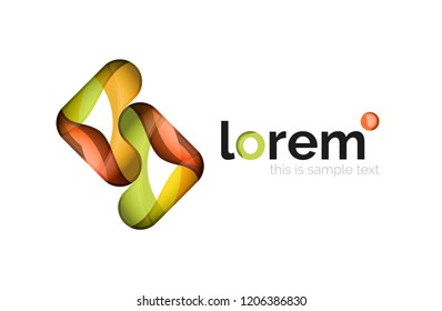 Abstract geometric logo created with overlapping smooth shapes, vector business icon