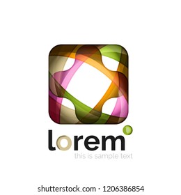 Abstract geometric logo created with overlapping smooth shapes, vector business icon