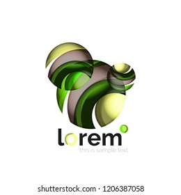 Logo geométrico abstracto creado con formas lisas superpuestas, icono de negocio vectorial
