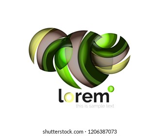 Abstract geometric logo created with overlapping smooth shapes, vector business icon