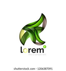 Abstract geometric logo created with overlapping smooth shapes, vector business icon