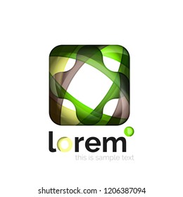 Abstract geometric logo created with overlapping smooth shapes, vector business icon