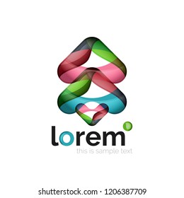 Abstract geometric logo created with overlapping smooth shapes, vector business icon
