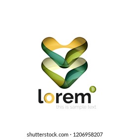 Abstraktes geometrisches Logo mit überlappenden, glatten Formen, Vektorsymbol