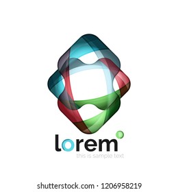 Abstract geometric logo created with overlapping smooth shapes, vector business icon