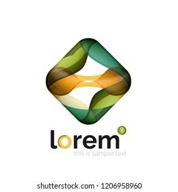 Abstract geometric logo created with overlapping smooth shapes, vector business icon