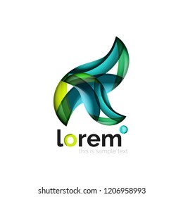 Abstract geometric logo created with overlapping smooth shapes, vector business icon
