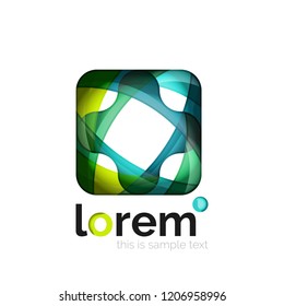 Abstract geometric logo created with overlapping smooth shapes, vector business icon