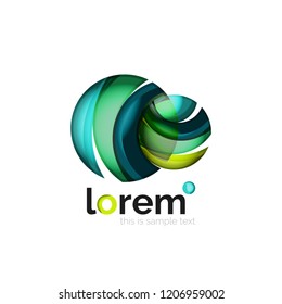 Abstract geometric logo created with overlapping smooth shapes, vector business icon