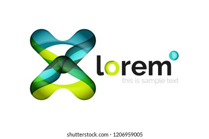 Abstract geometric logo created with overlapping smooth shapes, vector business icon
