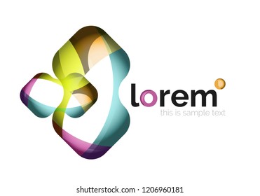 Logo geométrico abstracto creado con formas lisas superpuestas, icono de negocio vectorial