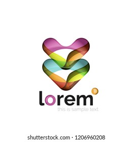 Logotipo geométrico abstrato criado com formas suaves sobrepostas, ícone de negócios vetorial