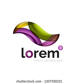 Logo geométrico abstracto creado con formas lisas superpuestas, icono de negocio vectorial