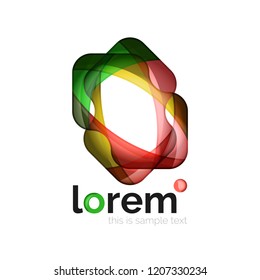 Logo geométrico abstracto creado con formas lisas superpuestas, icono de negocio vectorial