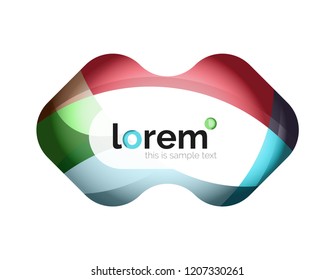 Logo geométrico abstracto creado con formas lisas superpuestas, icono de negocio vectorial