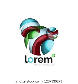 Logo geométrico abstracto creado con formas lisas superpuestas, icono de negocio vectorial