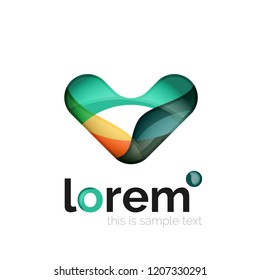 Logo geométrico abstracto creado con formas lisas superpuestas, icono de negocio vectorial