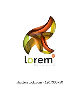 Abstract geometric logo created with overlapping smooth shapes, vector business icon