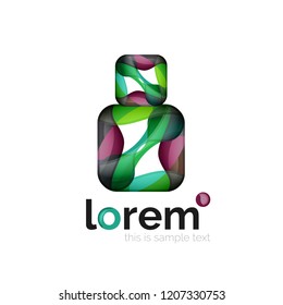 Logo geométrico abstracto creado con formas lisas superpuestas, icono de negocio vectorial