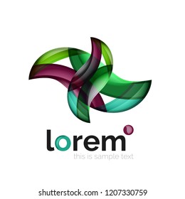 Abstract geometric logo created with overlapping smooth shapes, vector business icon