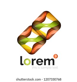 Logo geométrico abstracto creado con formas lisas superpuestas, icono de negocio vectorial