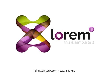 Abstract geometric logo created with overlapping smooth shapes, vector business icon