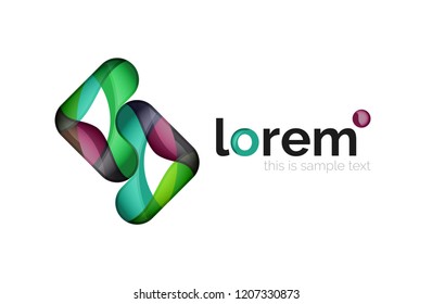 Abstract geometric logo created with overlapping smooth shapes, vector business icon