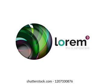 Logo geométrico abstracto creado con formas lisas superpuestas, icono de negocio vectorial