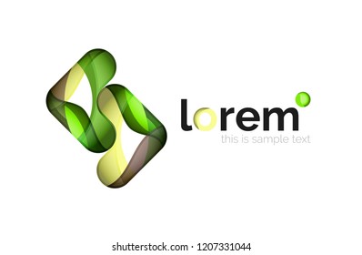 Abstract geometric logo created with overlapping smooth shapes, vector business icon