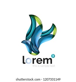 Abstract geometric logo created with overlapping smooth shapes, vector business icon