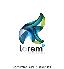 Abstract geometric logo created with overlapping smooth shapes, vector business icon