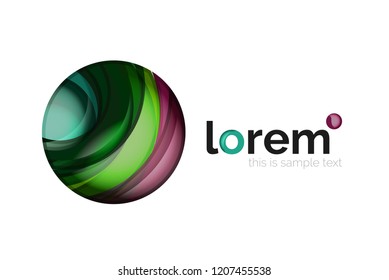 Abstract geometric logo created with overlapping smooth shapes, vector business icon