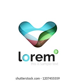 Abstract geometric logo created with overlapping smooth shapes, vector business icon