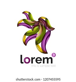 Abstract geometric logo created with overlapping smooth shapes, vector business icon