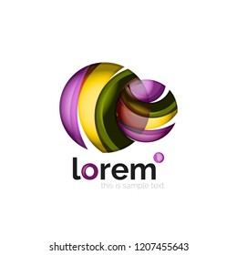 Abstract geometric logo created with overlapping smooth shapes, vector business icon