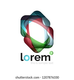 Logo geométrico abstracto creado con formas lisas superpuestas, icono de negocio vectorial