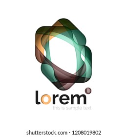Abstract geometric logo created with overlapping smooth shapes, vector business icon
