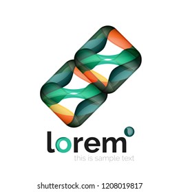 Logo geométrico abstracto creado con formas lisas superpuestas, icono de negocio vectorial