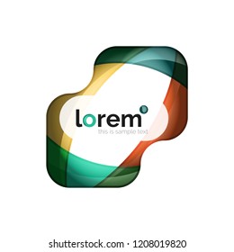 Abstract geometric logo created with overlapping smooth shapes, vector business icon