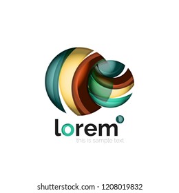 Abstraktes geometrisches Logo mit überlappenden, glatten Formen, Vektorsymbol
