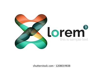 Logotipo geométrico abstrato criado com formas suaves sobrepostas, ícone de negócios vetorial