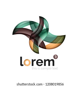 Logotipo geométrico abstrato criado com formas suaves sobrepostas, ícone de negócios vetorial