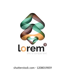 Logo geométrico abstracto creado con formas lisas superpuestas, icono de negocio vectorial