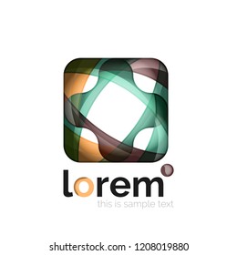 Abstract geometric logo created with overlapping smooth shapes, vector business icon